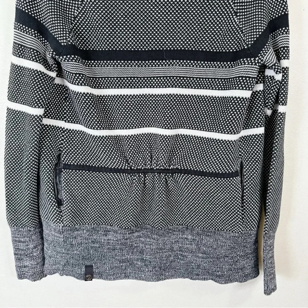 Ivivva Girls Size Feeling Toasty Cardigan  Black Grey Stripe Wrap - Picture 13 of 16